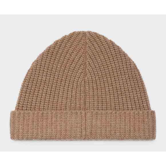 Celine Paris Camel Beige Logo Cashmere Knit Wool Embroidered Beanie Winter Hat main image 5